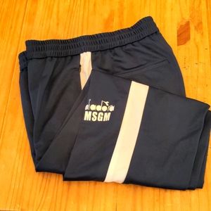 diadora MSGM Men's Navy/White Stripe Warm Up Pants, Size 48 Eu